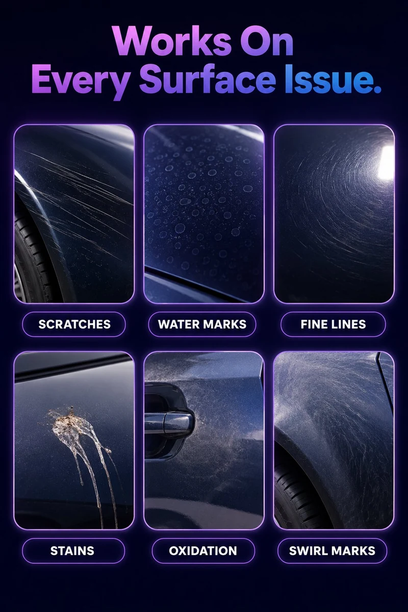 Scratch Eraser repairs scratches, water marks, fine lines, stains, oxidation, swirl marks