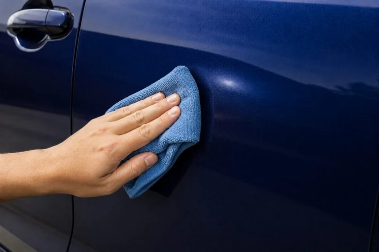 Buff clear coat with clean microfiber cloth